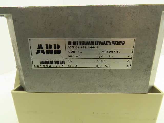 ABB ACS201-1P1-1-00-10 ACS 200 AC VFD Drive 3/4HP 240V 1PH Input