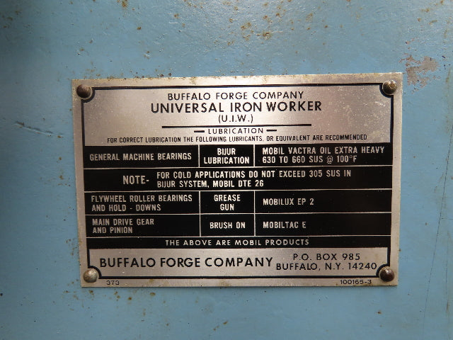 Buffalo 1/2 Mechanical Iron Worker UIW 50 Ton 3 HP 460V Shear Punch Cutter
