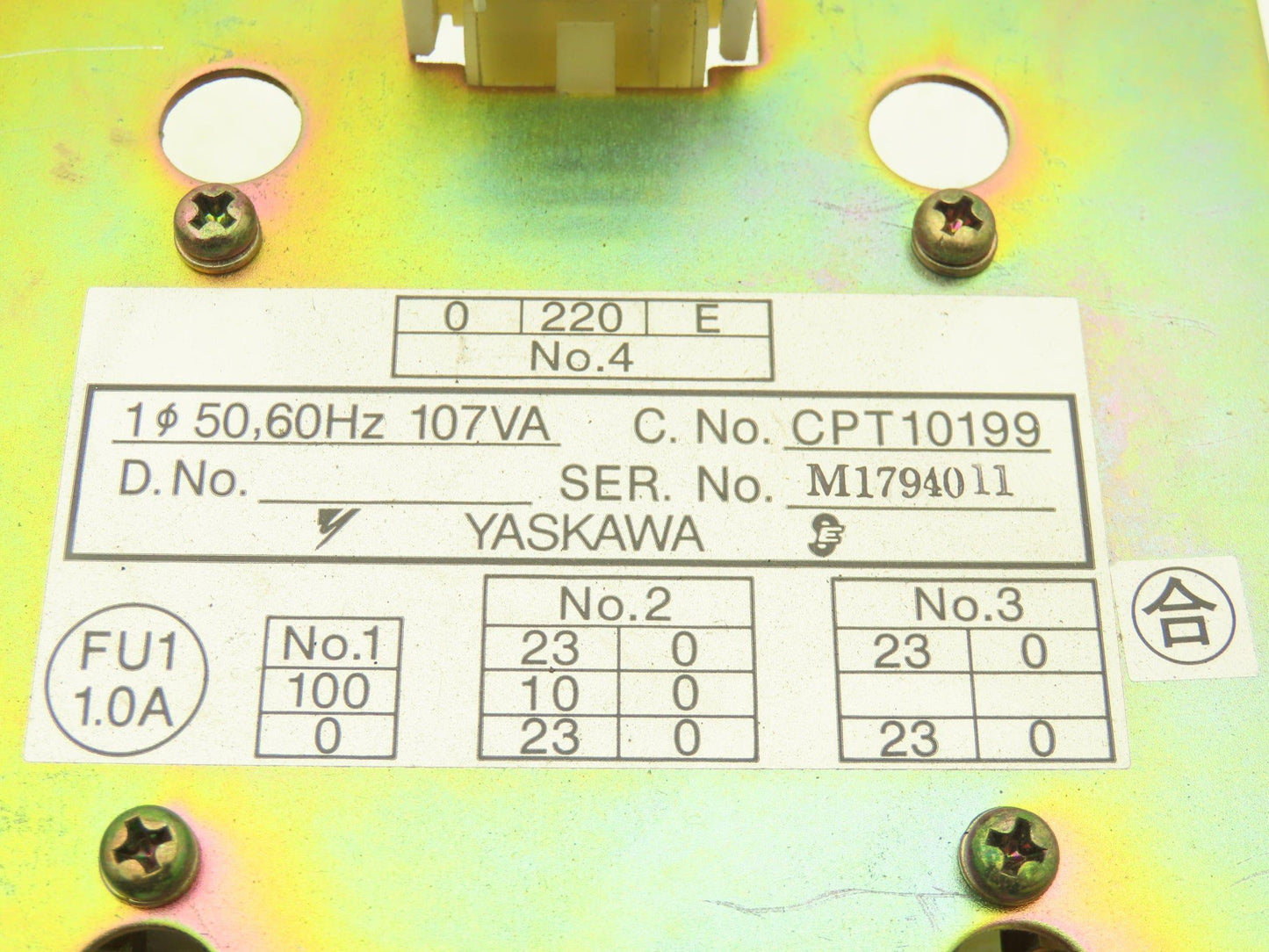 Yaskawa JZNCU-MTU02-1 | CPT10199 CNC Transformer Contactor Control Unit
