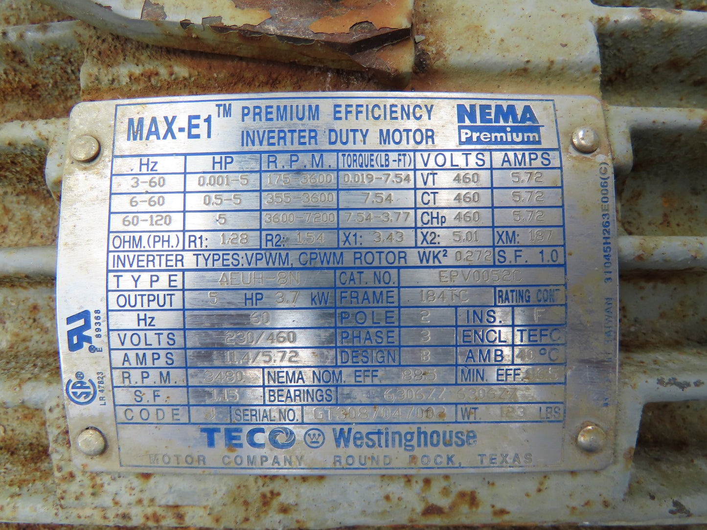 Magnatex Stainless Centrifugal Pump 1"x 3/4" Magnetic Drive 5Hp 230/460V 184TC