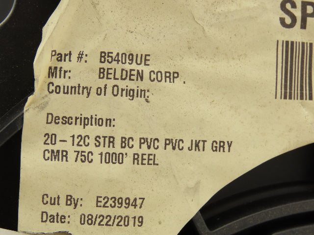 Belden 5409UE Multi Wire Spool 20AWG 12 Conductor 475' Gray
