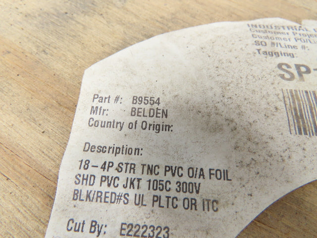 Belden 9554 Multi Wire Spool 18AWG Shielded 4 Pair Conductor 500' Gray Cable