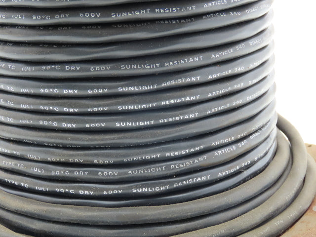 E106615 Sunlight Resistant Wire Spool 16AWG 4 Conductor 205' Black Direct Burial