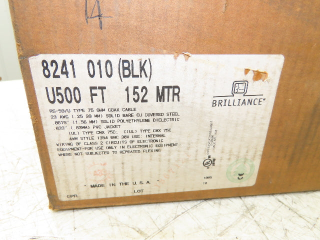 Belden 8241 010 Wire Spool 23AWG 350' Black Coaxial Cable