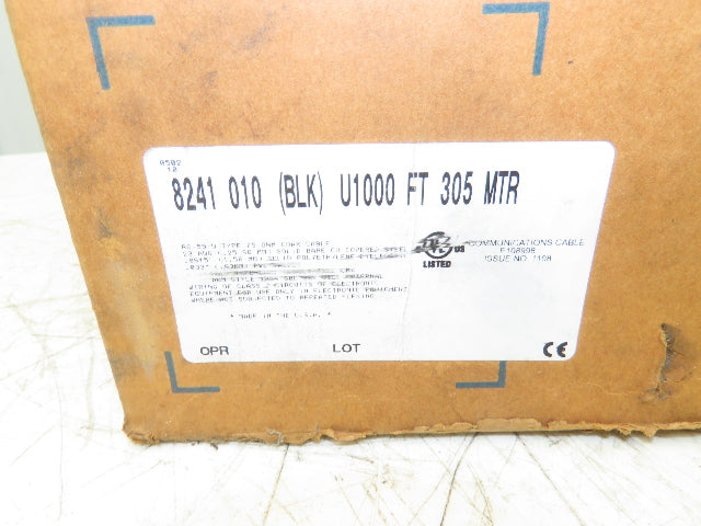 Belden 8241 010 Wire Spool 23AWG 850' Black Coaxial Cable
