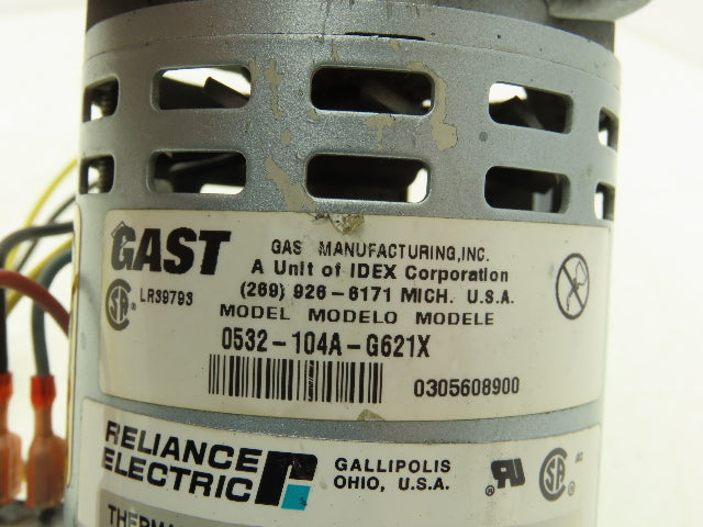 Gast 0532-104A-G621X Motor Mounted Rotary Vane Vacuum Pump 0.6 CFM 15 PSI 115V