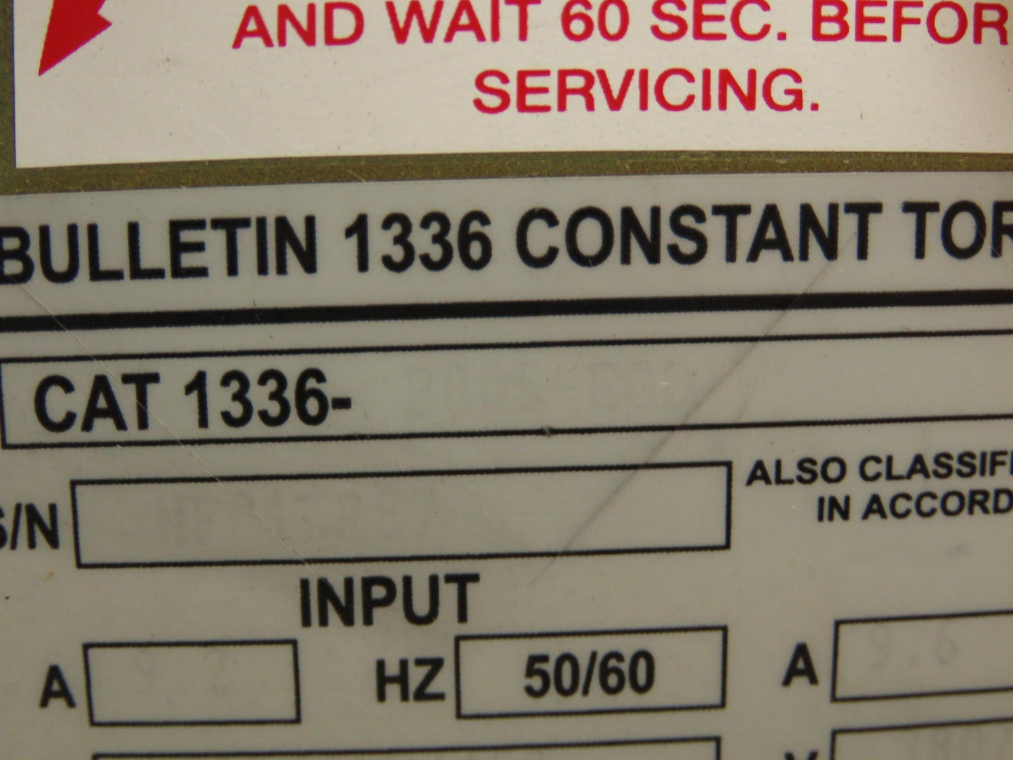 Allen Bradley 1336-B005-EOD Variable Frequency AC Drive 5Hp 460V 3PH VFD