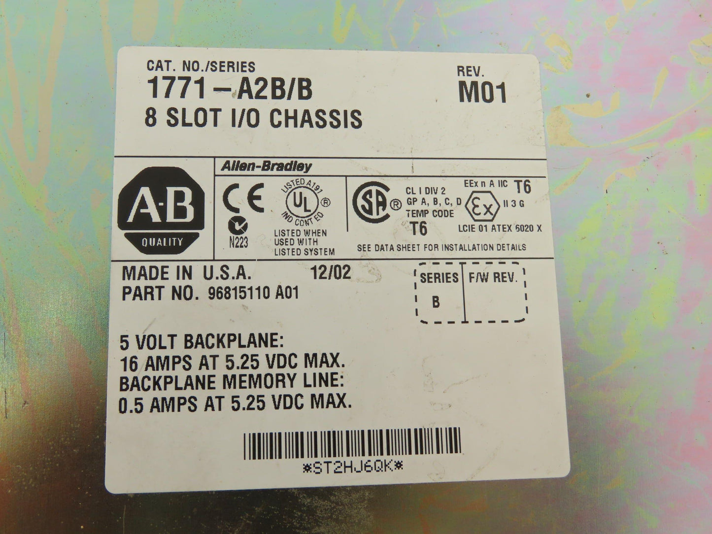 Allen Bradley 1771-A2B 1771-PS7 Power Supply 8-Slot Chassis Assembly