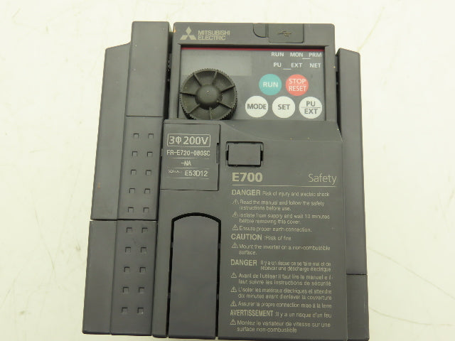 Mitsubishi Electric FR-E720-080SC E700 VFD Inverter Drive 240V 3PH 8 Amp 2HP