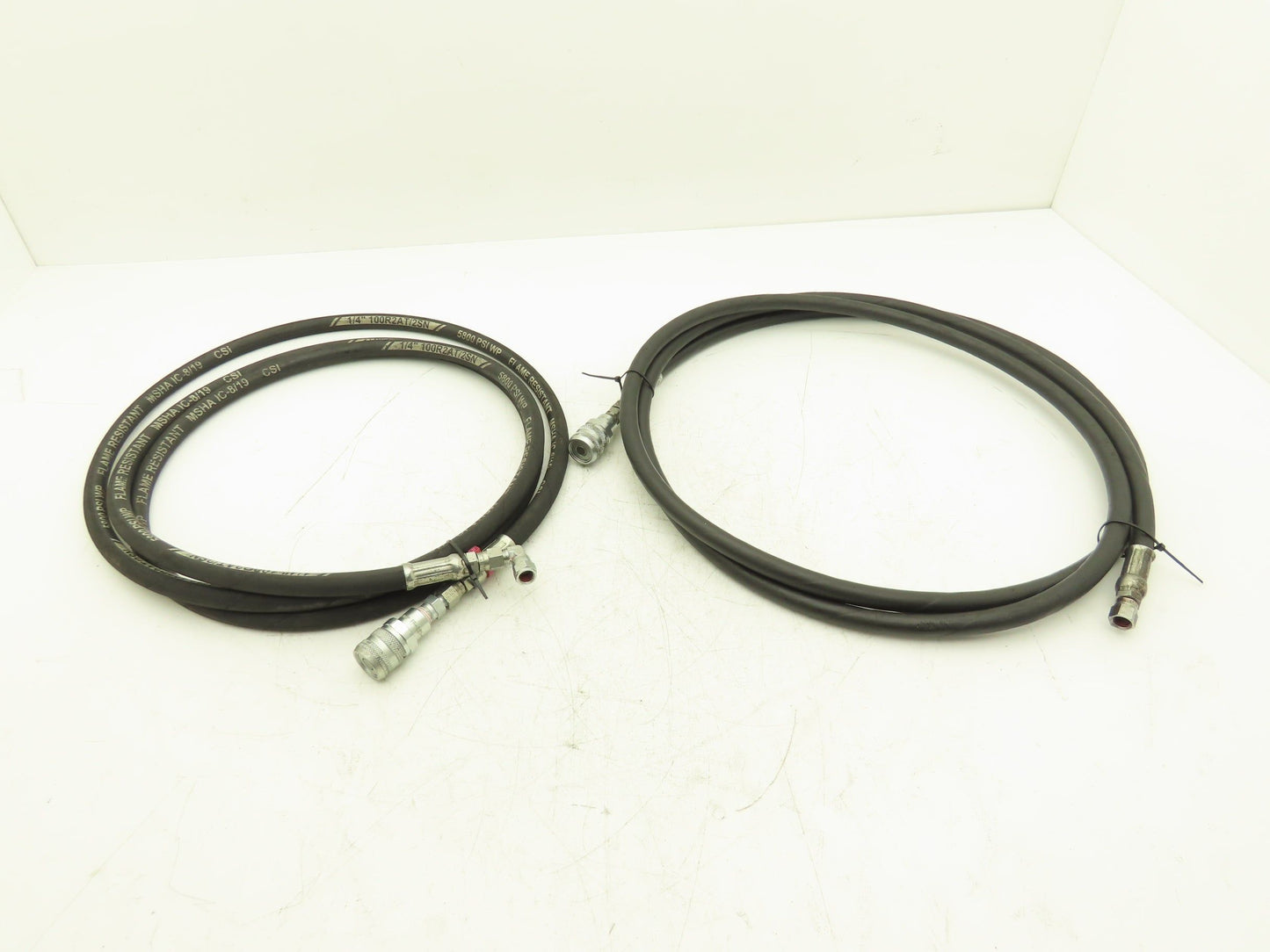 1/4" Hydraulic Hose 5800psi Parker No-Spill Quick Connect 10' Lot of 2