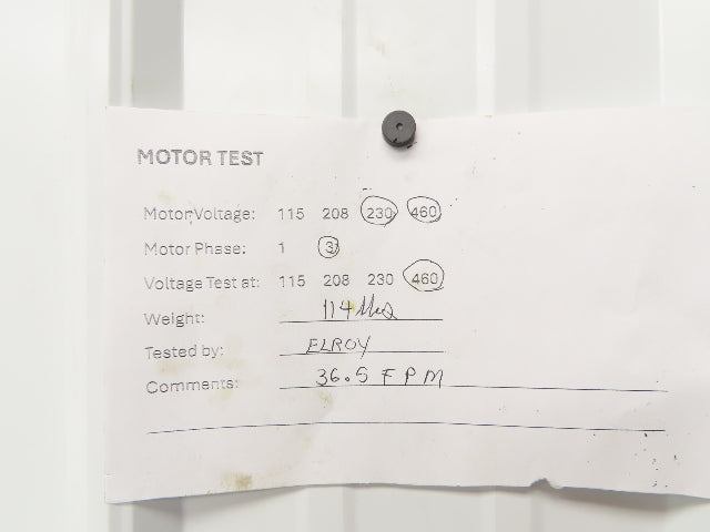 Bridge Crane Trolley Drive Tractor 3/4Hp 230/460V 3PH 36 FPM