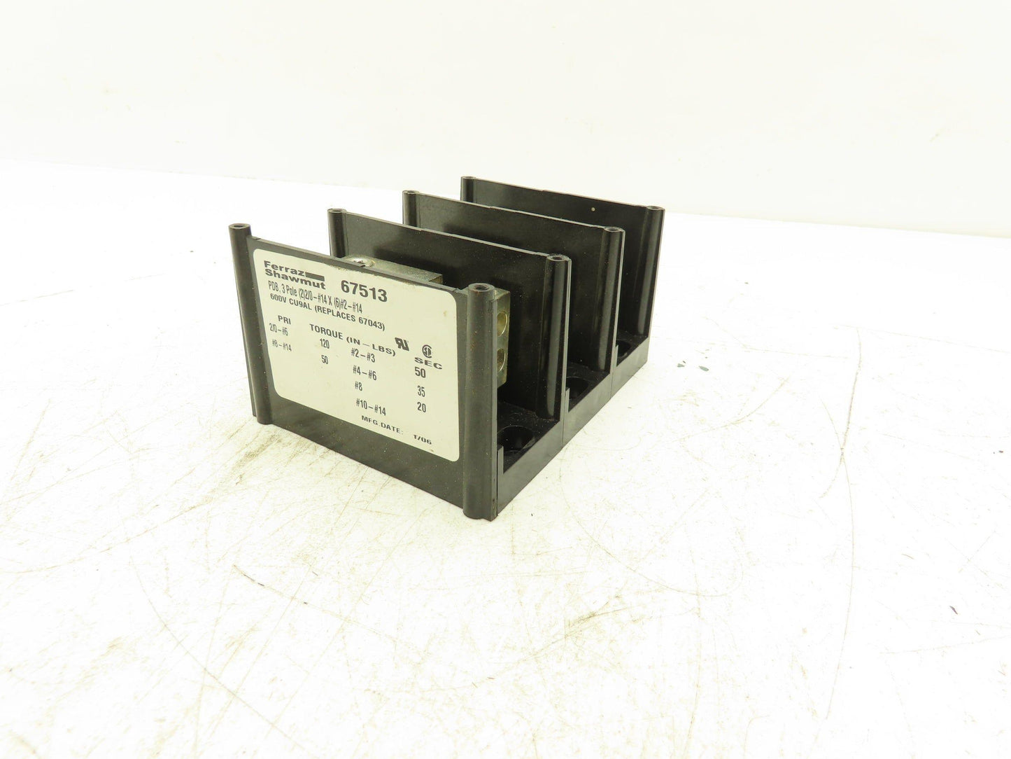 Ferraz Shawmut 67513 Power Distribution Block 600V 350A 3 Pole