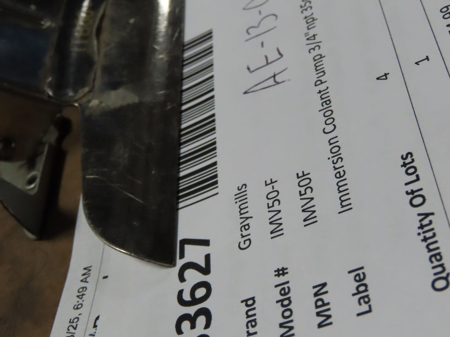 Graymills IMV50-F Immersion Coolant Pump 3/4"npt 35gpm 1/2Hp 230/460V Cast Iron