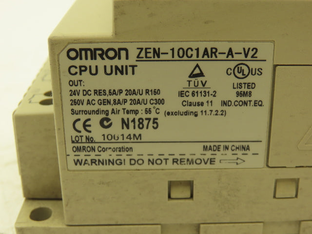 Omron ZEN-10C1AR-A-V2 CPU Unit PLC Control Relay 100-240V Control Power