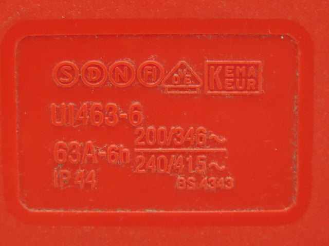 Garo U1463-6 Receptacle 63A 6 Pin 415VAC IP44