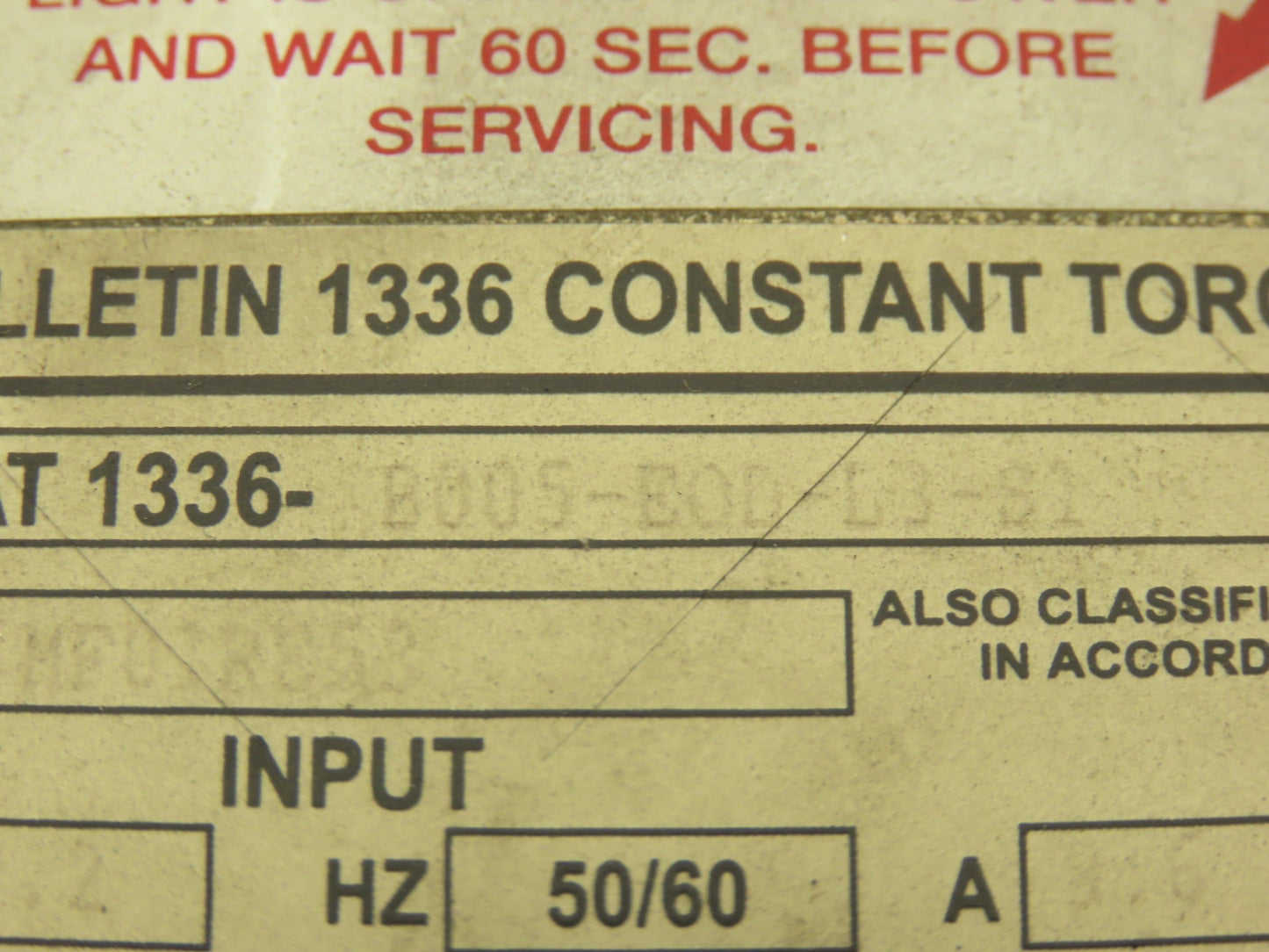 Allen Bradley 1336-B005-EOD-L3-S1 Variable Frequency AC Drive 5Hp 460V 3PH VFD