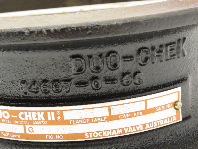 Stockham 14687-0-56 Crane Wafer Duo-Chek II Valve 5" 125 ANSI 200 PSI