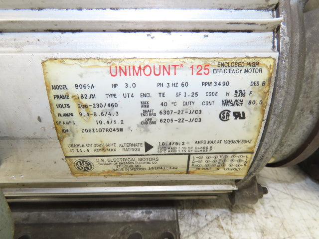 Deming Type BF Centrifugal Pump 2"x 1.5"NPT 3Hp 230/460V 3PH 182JM Unimount 125