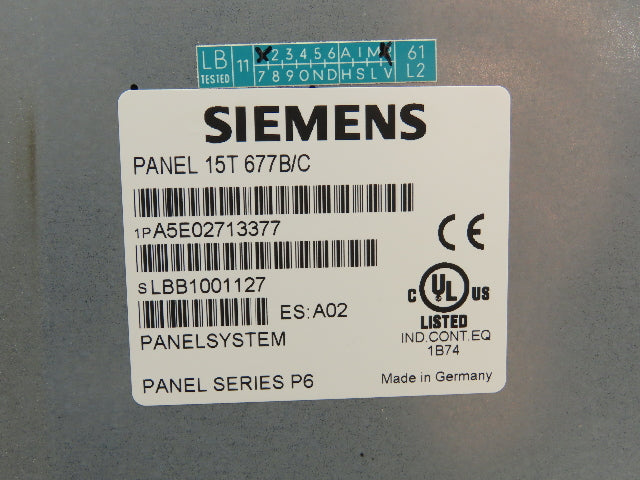 Siemens A5E02713377 Simatic Panel PC 15T 677B/C Touch Screen PLC HMI
