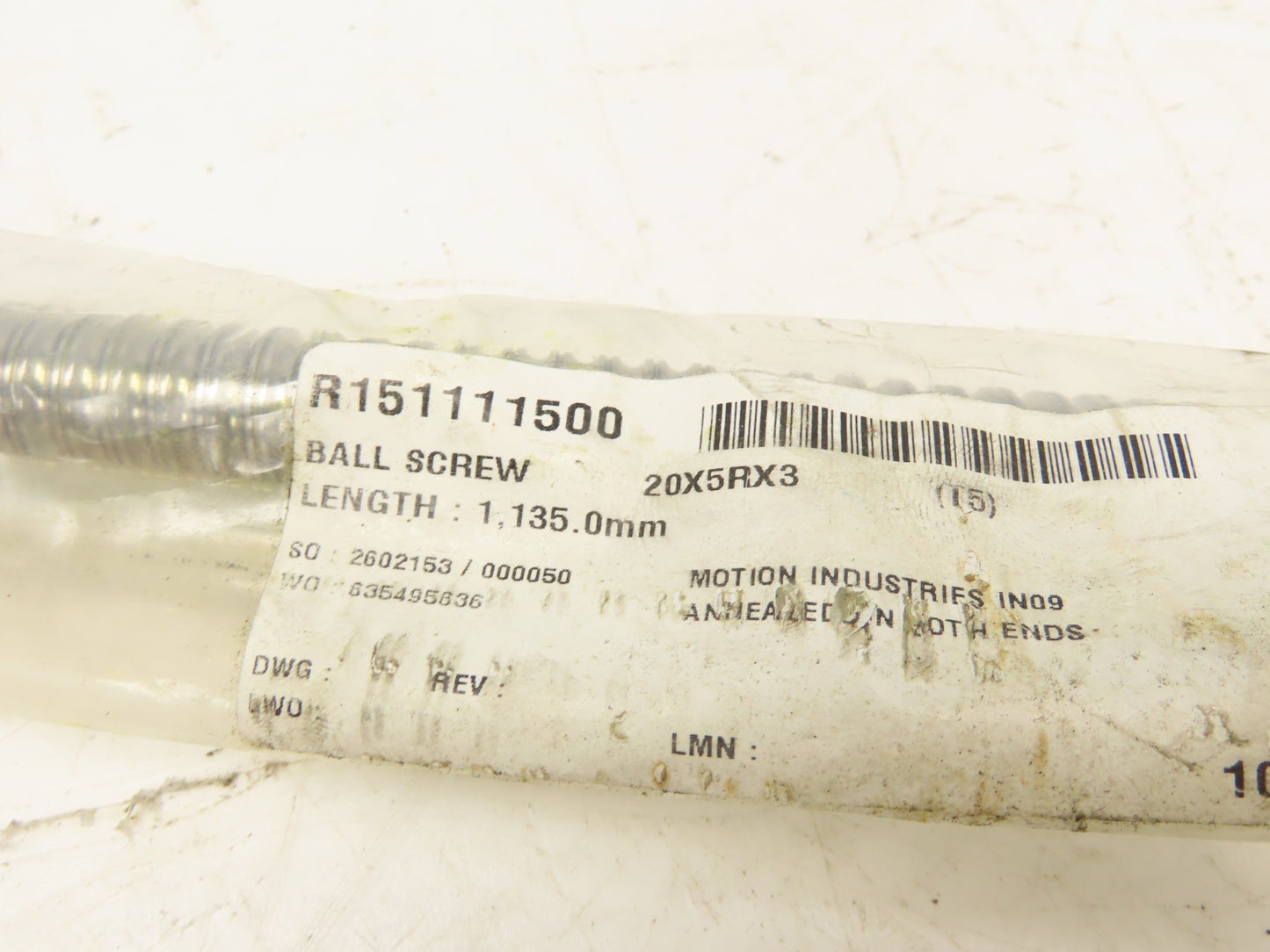 Rexroth R151111500 Ball Screw 1135mm Thread 20X5RX3 No Nut included
