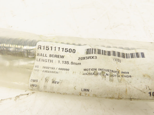 Rexroth R151111500 Ball Screw 1135mm Thread 20X5RX3 No Nut included