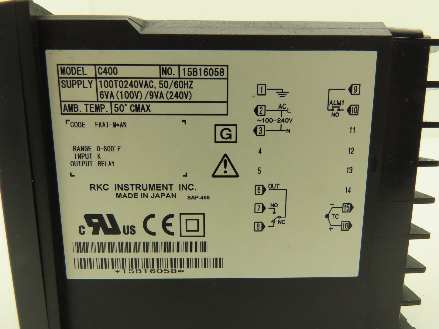 RKC C400 PLC Temperature Control 120/240VAC 6/9VA 800°F Lot of 2