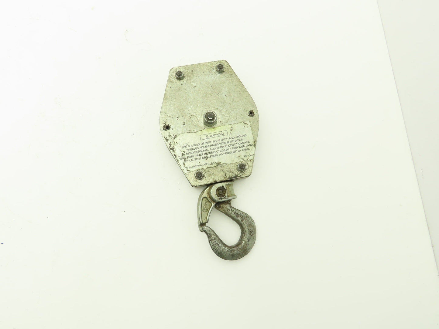 Zimmerman Ingersoll Rand 10444 Air Balancer Load Block Single Pulley Sheave