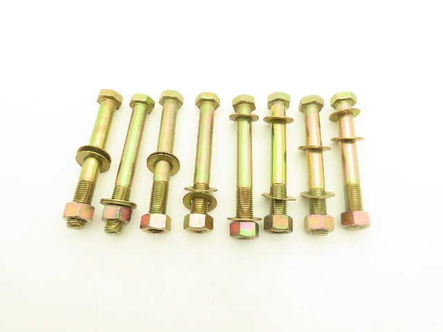 1"-8x8" Grade 8 Hex Head Cap Screw Bolt With 2 Washers And 1 Nut Set Lot Of 8