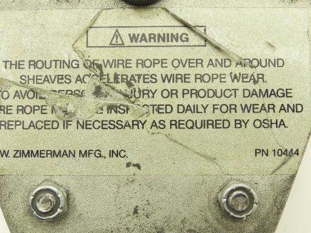 Zimmerman Ingersoll Rand 10444 Air Balancer Load Block Single Pulley Sheave