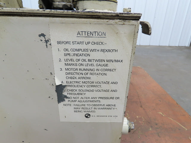 Rexroth A10VS16DFR1RP1 Hydraulic Power Unit 6GPM 3000 PSI 25 Gallon Tank 1.5kw
