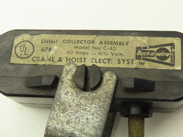 Duct-O-Wire Crane Hoist Single Shoe Current Collector Arm 40A 600V Lot of 5