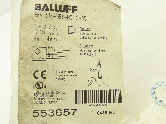 Balluff BES 516-356-B0-C-05 Proximity Sensor 10-30VDC 200mA