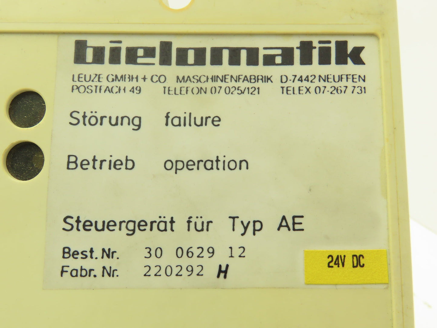 Bielomatik 30 0629 12 Control unit for Type AE