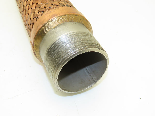 24" Braided Copper Bronze Flex Hose 2-1/2" NPT Stainless Ends 40W316L