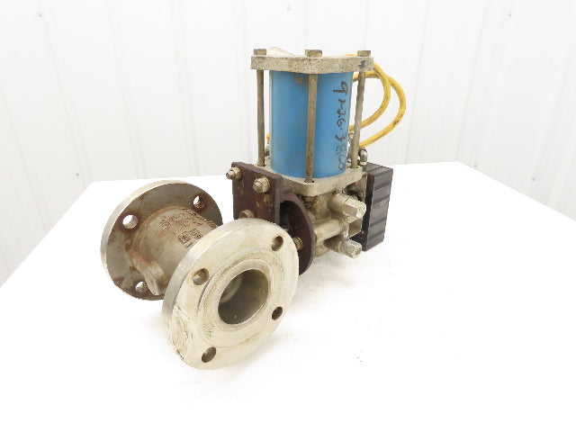 Jamesbury ST-200 Pneumatic Actuator 3" Stainless Flanged Ball Valve & Positioner