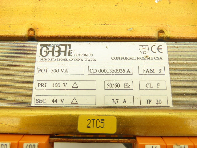 GBT Electronics NA Power Transformer 500VA 3Ph HV 400 LV 44 Class F IP20
