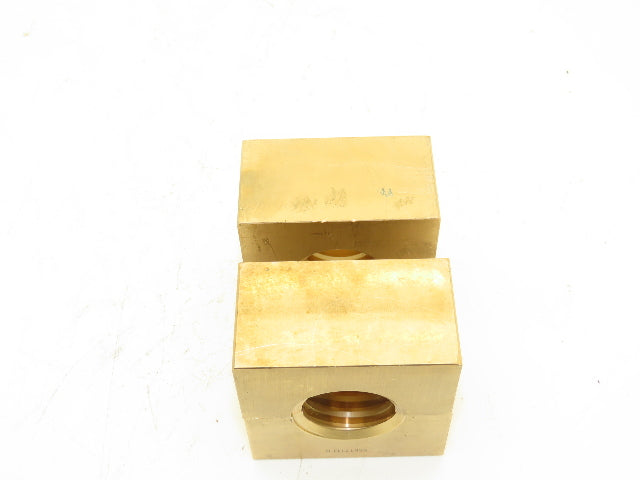 Ball Screw 2-3/4" Brass Square Nut 2pc 1-1/2"-5 RH Thread 1/4" Lead Lot of 2