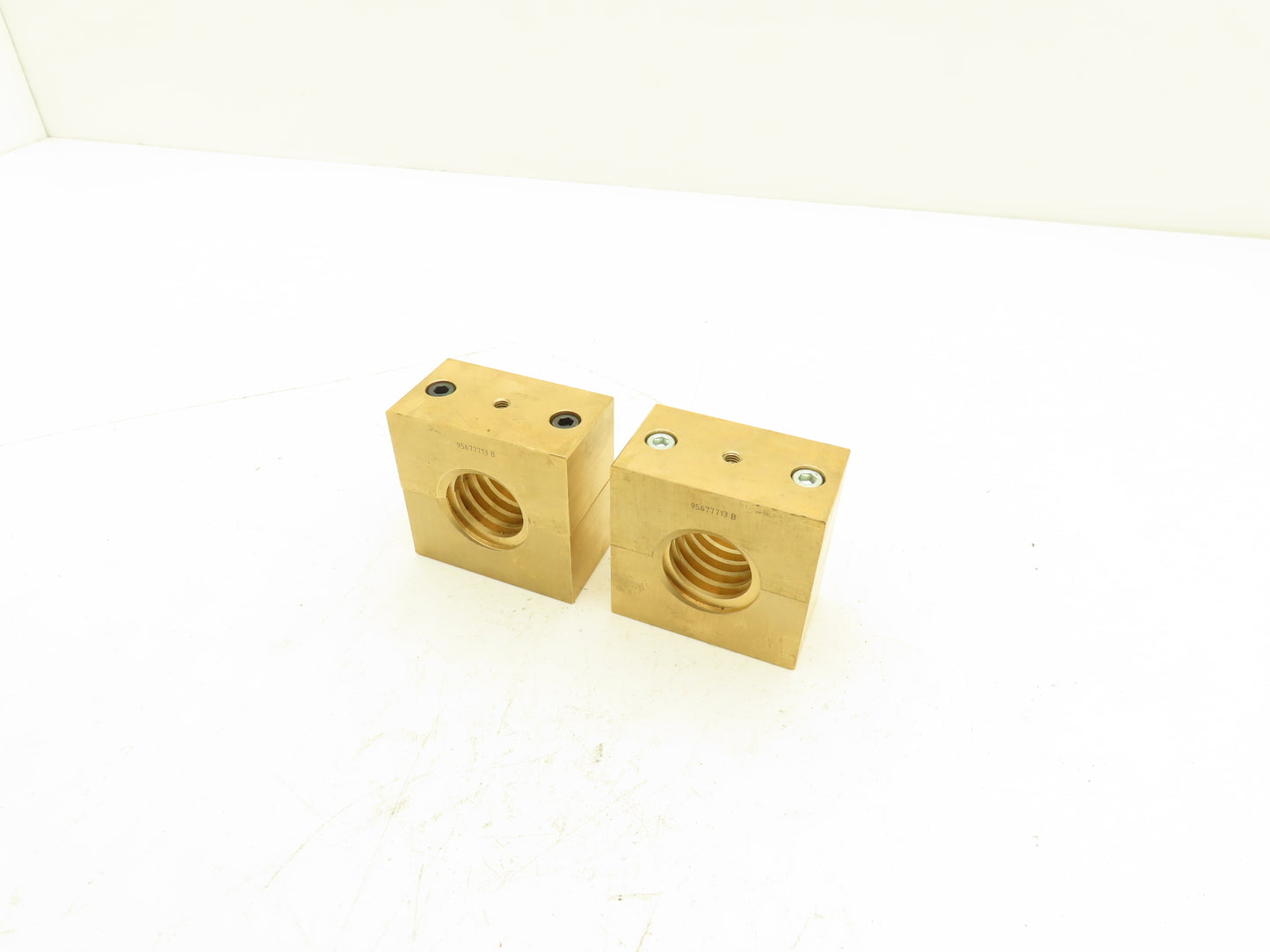 Ball Screw 2-3/4" Brass Square Nut 2pc 1-1/2"-5 RH Thread 1/4" Lead Lot of 2