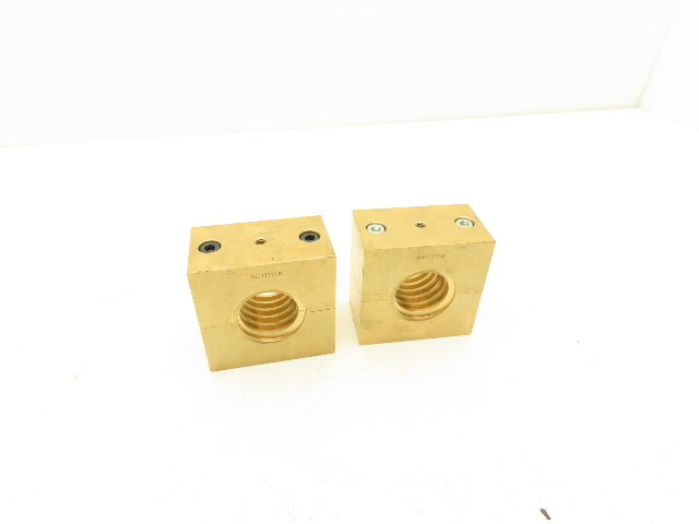 Ball Screw 2-3/4" Brass Square Nut 2pc 1-1/2"-5 RH Thread 1/4" Lead Lot of 2