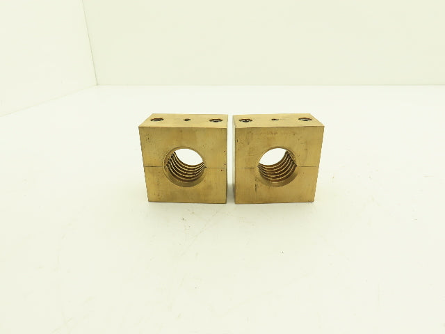 Ball Screw 2-3/4" Brass Square Nut 2pc 1-1/2"-5 RH Thread 1/4" Lead Lot of 2