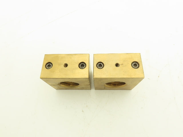 Ball Screw 2-3/4" Brass Square Nut 2pc 1-1/2"-5 RH Thread 1/4" Lead Lot of 2