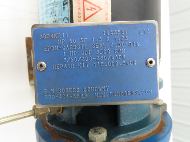 Scot MP 60 SF Cast Centrifugal Pump 1.5"X1.25" NPT 1Hp 3470 RPM 230/460V 3PH 56J