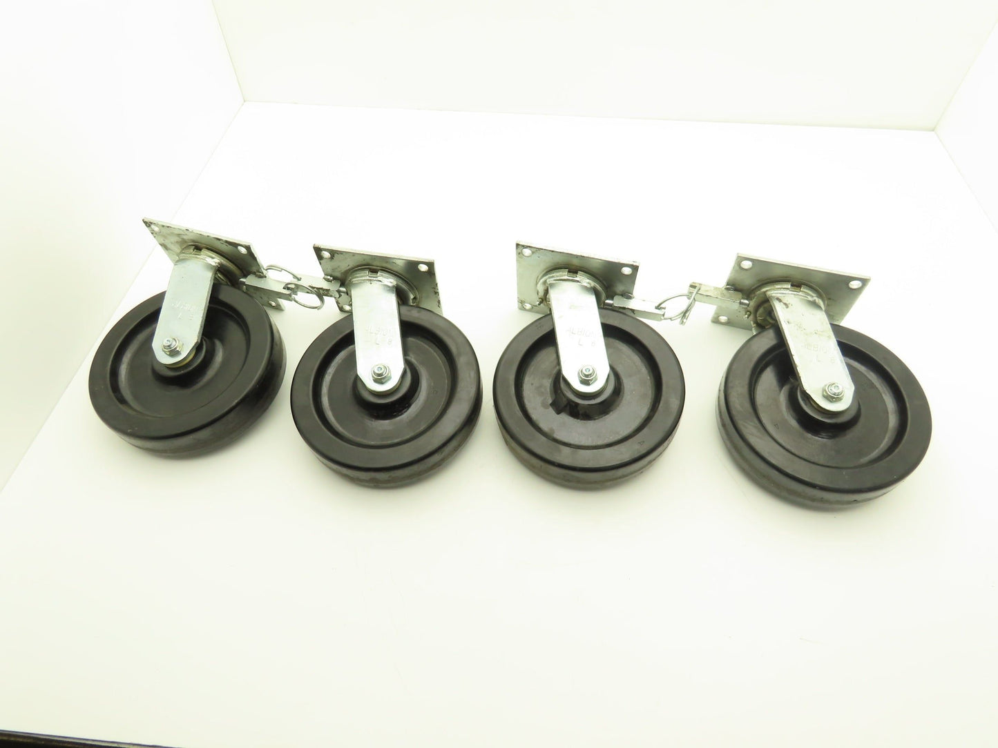 Albion L-8 8" Phenolic Resin Caster 4-Position Swivel Locking Lot of 4