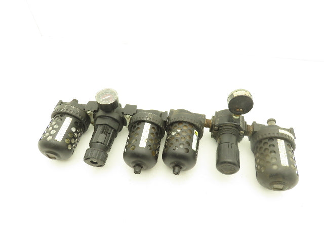 Master Pneumatic FD100-4 | L28D-4 Regulator Filter Lubricator Assembly Lot of 2