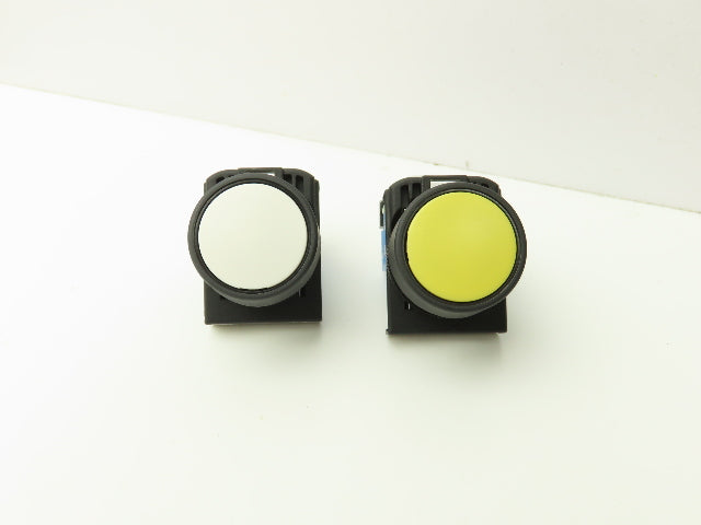 Fuji Electric Pushbutton White Yellow Momentary 22mm 250V 6A Lot of 8