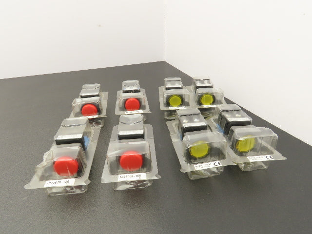 Fuji Electric Pushbutton Red Yellow Momentary 22mm 250V 6A Lot of 8