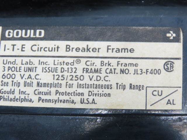 Gould BDJK4400 ITE BD Busway Bus Plug Disconnect 400A Breaker 600V 3P