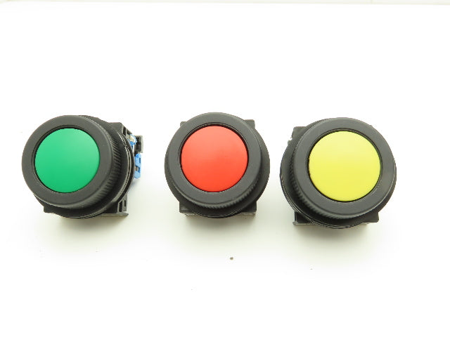 Fuji Electric Pushbutton Switch Red Yellow Green Momentary 30mm 250V 6A Lot of 6