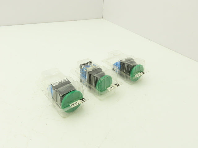 Fuji Electric Pushbutton Switch Mushroom Green 30mm 250V 6A Lot of 3