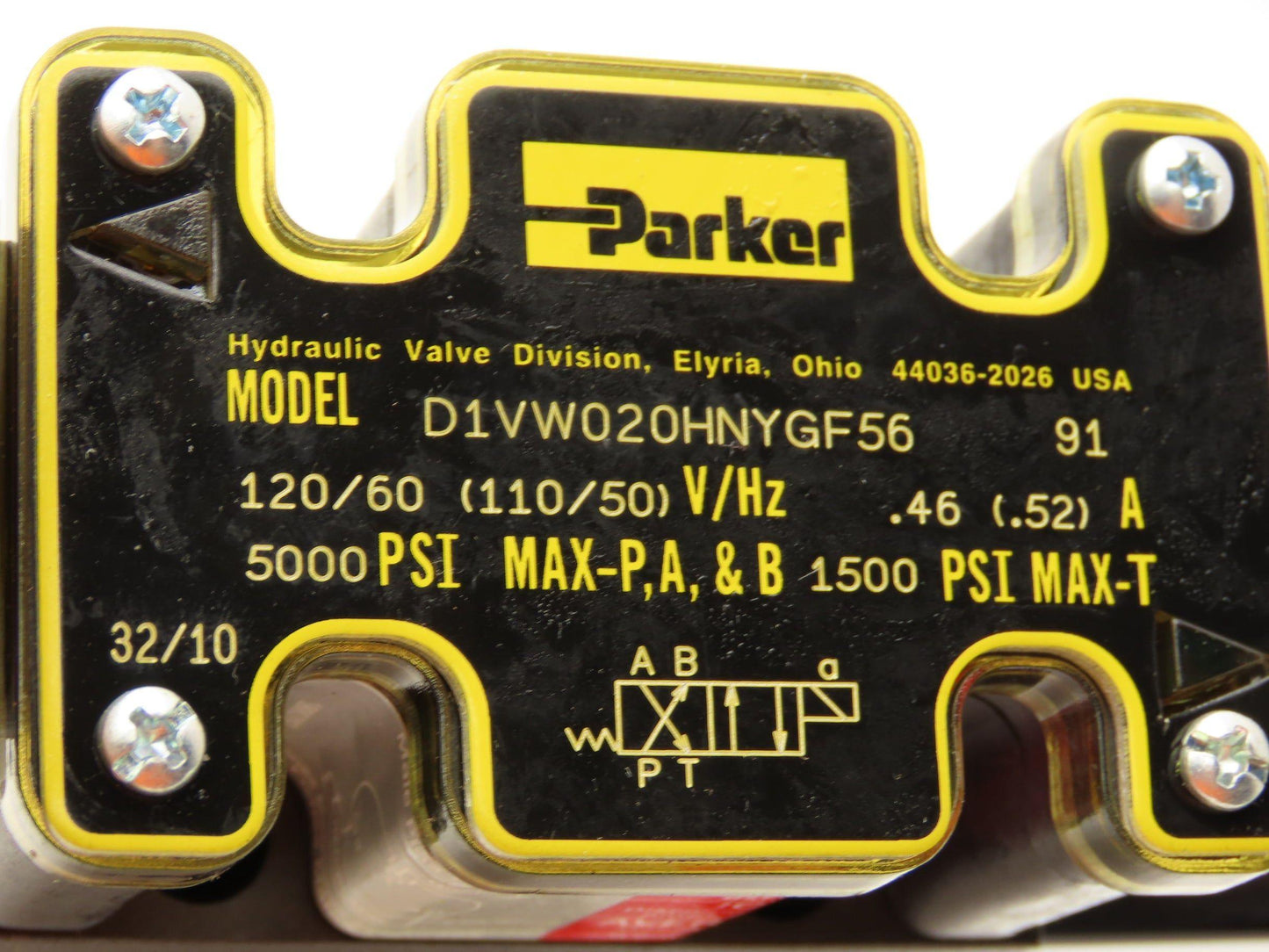 Parker D31VW020H1NYGF56 Pilot Operated Hydraulic Solenoid Valve 5000/3000 PSI